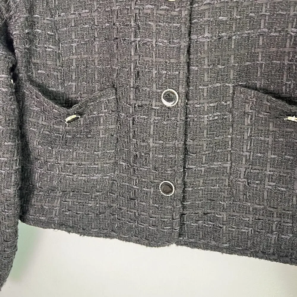 Pink Martini Women's Black Tweed Blazer Sz XS Preppy Capsule Contemporary Spring